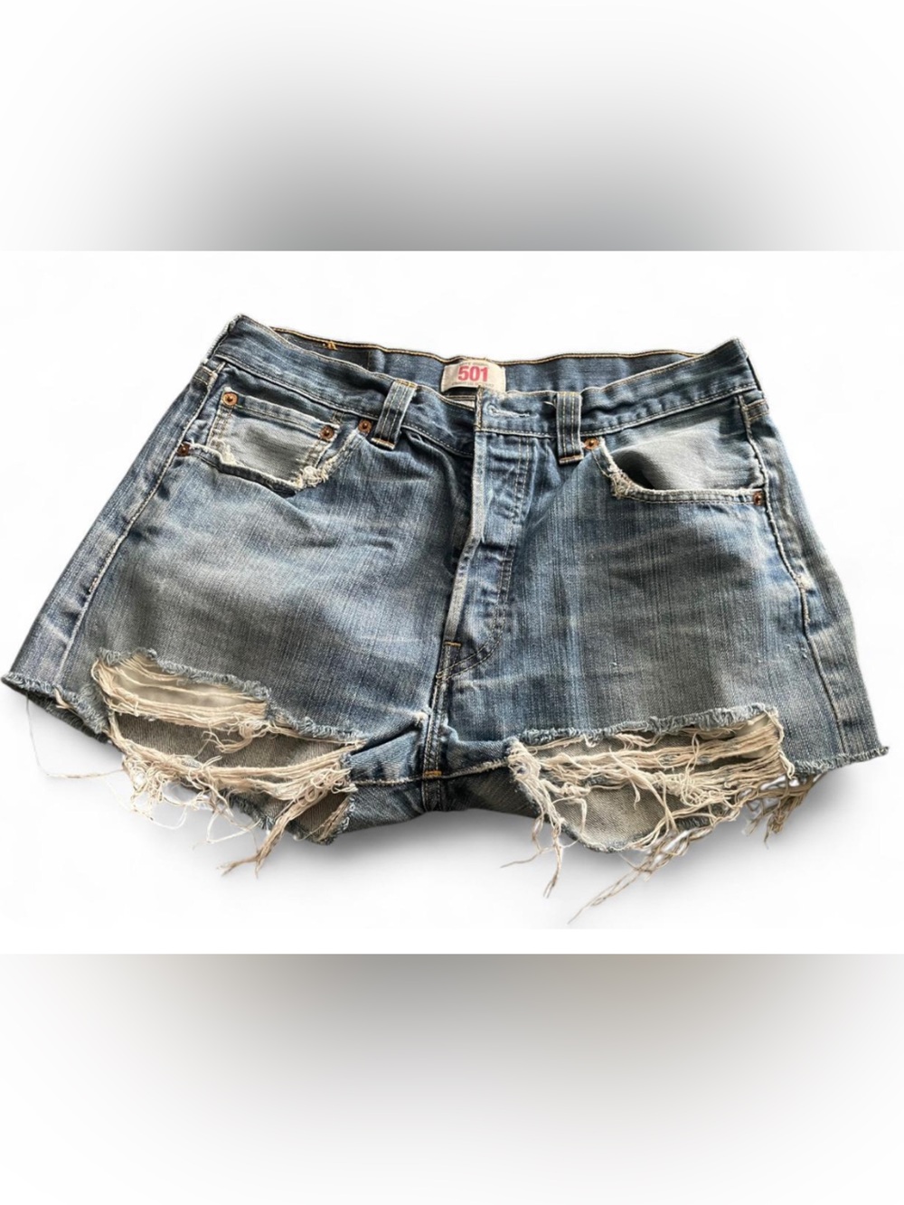 Levi's Distressed Light Blue Denim Jean Shorts